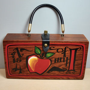 Vintage Enid Collins A Is For Apple wood purse